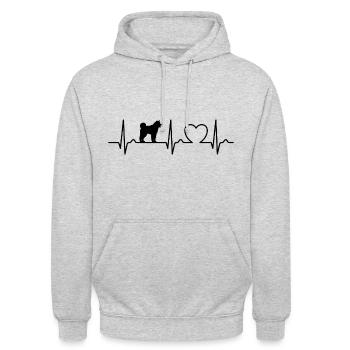 Akita Herzkurve Hund - Hundefan Haustier - Unisex Hoodie - Hellgrau meliert - Vorne - Alina (178cm) & Michal (187cm)
