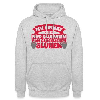 Ich trinke nur Glühwein von glücklichen Glühen - Unisex Hoodie - Hellgrau meliert - Vorne - Alina (178cm) & Michal (187cm)