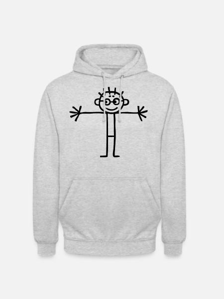Kinderbild Strichmännchen Junge Bub Schulkind - Unisex Hoodie - Hellgrau meliert