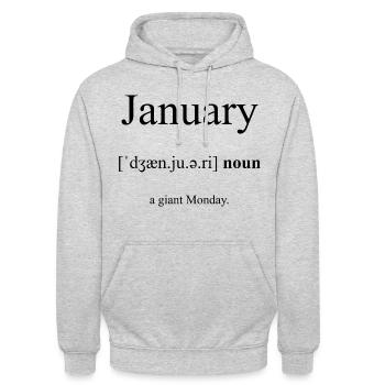 Janvier (Janvier) Dictionnaire de définitions - Sweat-shirt à capuche unisexe - gris clair chiné - Devant - Alina (178cm) & Michal (187cm)
