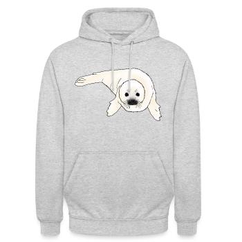 Bébé phoque - Sweat-shirt à capuche unisexe - gris clair chiné - Devant - Alina (178cm) & Michal (187cm)