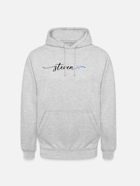 Steven Name Calligraphy Font - Unisex Hoodie - light heather grey