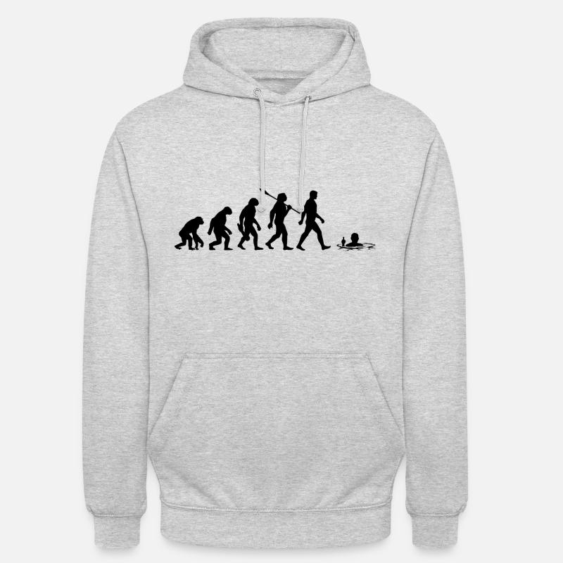 Evolution - Eisbader - Winterbaden - Eisbaden - Unisex Hoodie - Hellgrau meliert