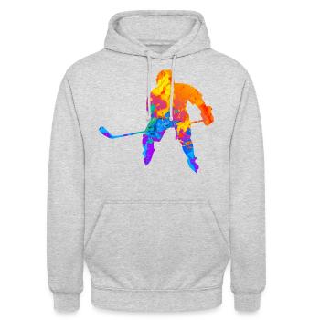 Eishockey Eishockeyspieler Silhouette - Unisex Hoodie - Hellgrau meliert - Vorne - Alina (178cm) & Michal (187cm)