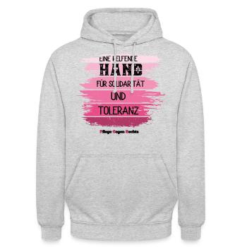 Pflege Gegen Rechts - Unisex Hoodie - Hellgrau meliert - Vorne - Alina (178cm) & Michal (187cm)