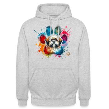Shi Tzu Artful - Unisex Hoodie - Hellgrau meliert - Vorne - Alina (178cm) & Michal (187cm)