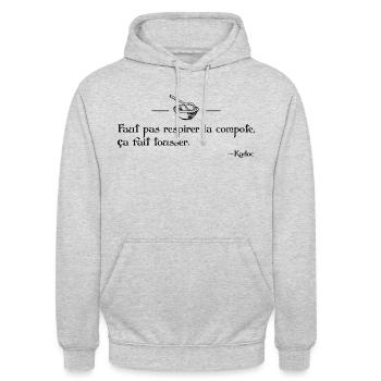 Faut pas respirer la compote - Sweat-shirt à capuche unisexe - gris clair chiné - Devant - Alina (178cm) & Michal (187cm)