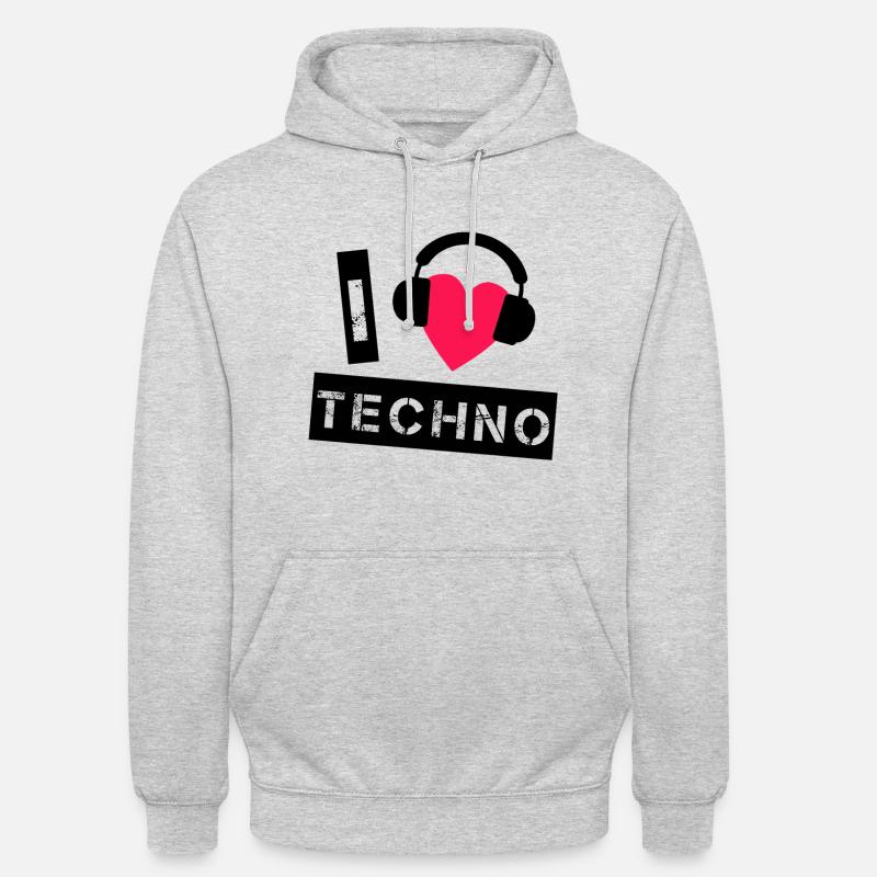 Techno - Sweat-shirt à capuche unisexe - gris clair chiné