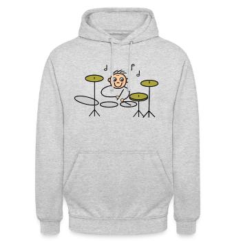 Drummer in action on drums - Unisex Hoodie - light heather grey - Front - Alina (178cm) & Michal (187cm)