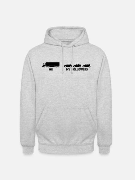 Meg og mine følgere | Lastebil, lastebil, transport - Unisex-hettegenser - lysgrå melert
