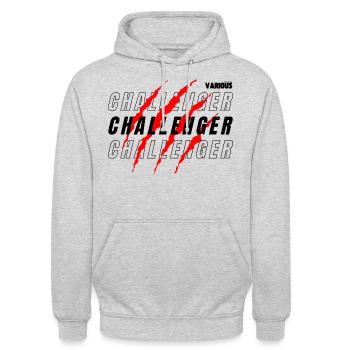 CHALLENGER White - Unisex Hoodie - light heather grey - Front - Alina (178cm) & Michal (187cm)