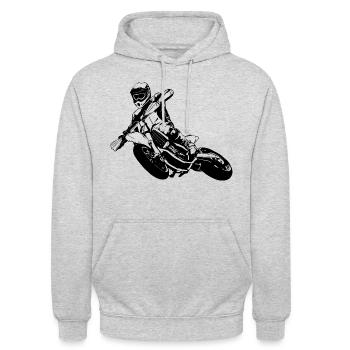 Supermoto - Supermotard - Sweat-shirt à capuche unisexe - gris clair chiné - Devant - Alina (178cm) & Michal (187cm)