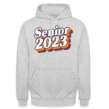Senior Class Of 2023 Retro Graduation Party Geschenk - Unisex Hoodie - Hellgrau meliert - Vorne - Alina (178cm) & Michal (187cm)