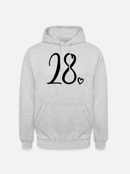 Cute Number 28, 28 Years Old, 28th Birthday Gift - Unisex Hoodie - light heather grey