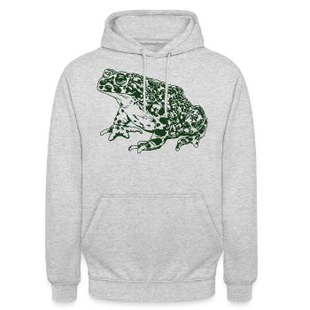 Krötenfrosch Grafik Aquatische Amphibienfrosch Liebhaber - Unisex Hoodie - Hellgrau meliert - Vorne - Alina (178cm) & Michal (187cm)
