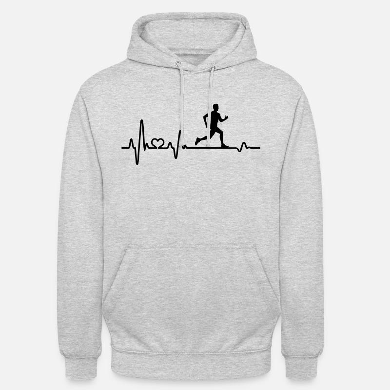 Heartbeat jogger jogging jogging impulsion de course EKG - Sweat-shirt à capuche unisexe - gris clair chiné