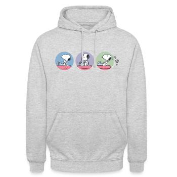 Peanuts Snoopy Autor - Unisex Hoodie - Hellgrau meliert - Vorne - Alina (178cm) & Michal (187cm)
