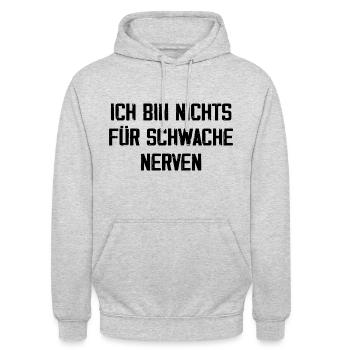 Proverbes audacieux : je ne suis pas pour les âmes sensibles - Sweat-shirt à capuche unisexe - gris clair chiné - Devant - Alina (178cm) & Michal (187cm)