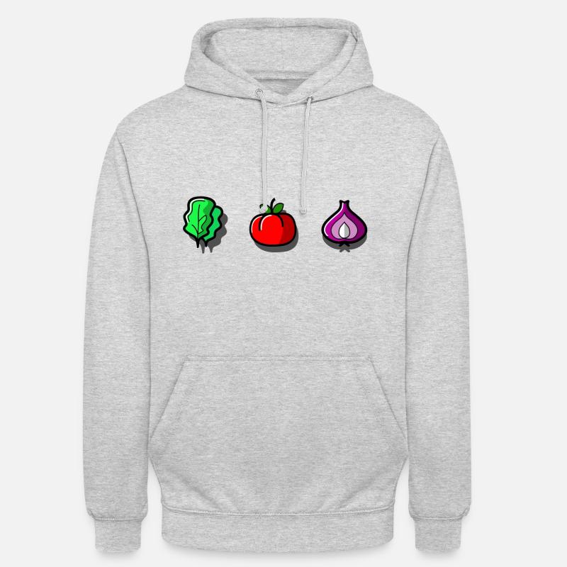 Salade_Tomate_Oignon_Aubstd - Sweat-shirt à capuche unisexe - gris clair chiné