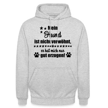 Mein Hund ist nicht verwöhnt... - Unisex Hoodie - Hellgrau meliert - Vorne - Alina (178cm) & Michal (187cm)