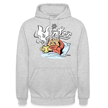 Winter Cat - Unisex Hoodie - light heather grey - Front - Alina (178cm) & Michal (187cm)