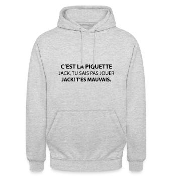 C EST LA PIQUETTE JACK - Sweat-shirt à capuche unisexe - gris clair chiné - Devant - Alina (178cm) & Michal (187cm)