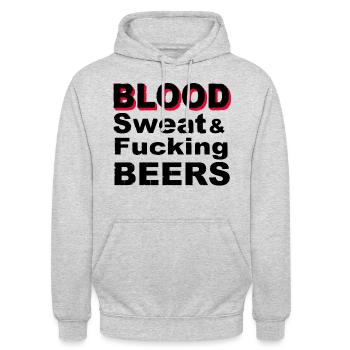 Blood Sweat Fucking Beers - Sweat-shirt à capuche unisexe - gris clair chiné - Devant - Alina (178cm) & Michal (187cm)