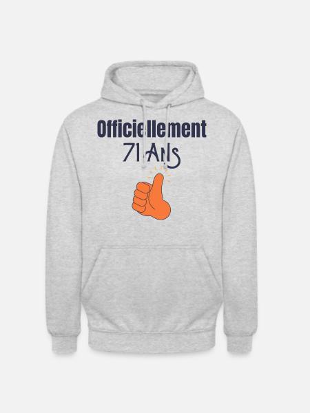 Officiellement 71 Ans - Sweat-shirt à capuche unisexe - gris clair chiné