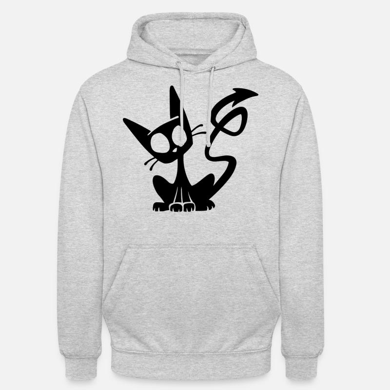 Devil Black Cat - Sweat-shirt à capuche unisexe - gris clair chiné