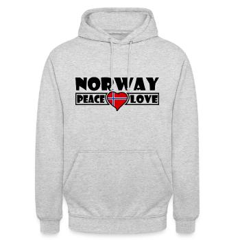 Norwegen - Unisex Hoodie - Hellgrau meliert - Vorne - Alina (178cm) & Michal (187cm)