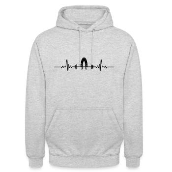 Weightlifting Body building Bodybuilder Dumbbell - Unisex Hoodie - light heather grey - Front - Alina (178cm) & Michal (187cm)