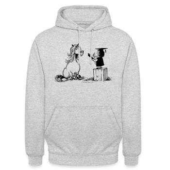 Thelwell - Pony in school - Sweat-shirt à capuche unisexe - gris clair chiné - Devant - Alina (178cm) & Michal (187cm)