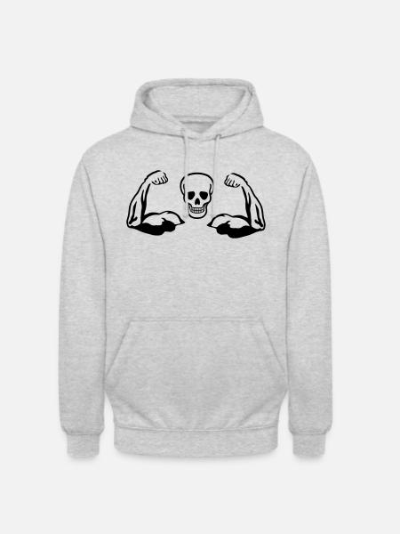 Skull and Muscles, Biceps - Unisex Hoodie - light heather grey