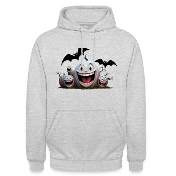 Der Batty Party Crasher - Unisex Hoodie - Hellgrau meliert - Vorne - Alina (178cm) & Michal (187cm)