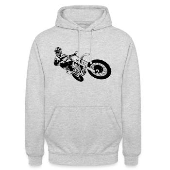 Motocross - Moto Cross - Supercross - MX - SX - Unisex Hoodie - Hellgrau meliert - Vorne - Alina (178cm) & Michal (187cm)