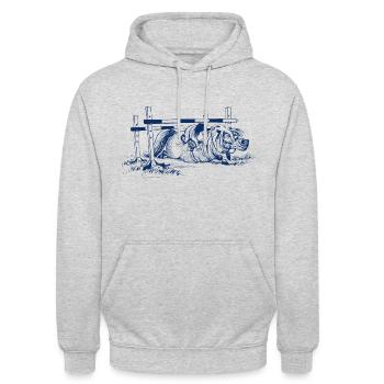 Thelwell Pony versteckt sich unter dem Sprung - Unisex Hoodie - Hellgrau meliert - Vorne - Alina (178cm) & Michal (187cm)