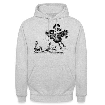 Thelwell Cowboy Westernrodeo - Unisex Hoodie - Hellgrau meliert - Vorne - Alina (178cm) & Michal (187cm)