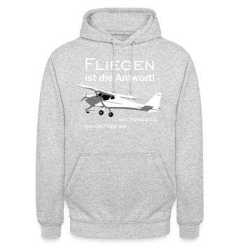 Ultraleichtflugzeug UL Pilot Flugzeug Flieger - Unisex Hoodie - Hellgrau meliert - Vorne - Alina (178cm) & Michal (187cm)