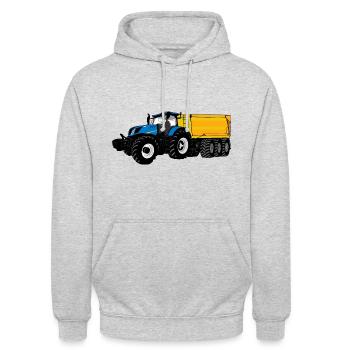 Tracteur - Remorqueur - Agriculteur - Sweat-shirt à capuche unisexe - gris clair chiné - Devant - Alina (178cm) & Michal (187cm)