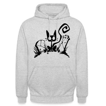 Crypt Black Cat - Sweat-shirt à capuche unisexe - gris clair chiné - Devant - Alina (178cm) & Michal (187cm)
