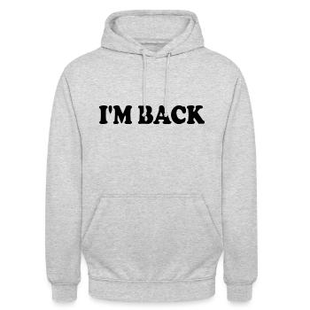 Im back - Unisex Hoodie - Hellgrau meliert - Vorne - Alina (178cm) & Michal (187cm)