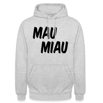 Katzen miezen Mau Miau - Unisex Hoodie - Hellgrau meliert - Vorne - Alina (178cm) & Michal (187cm)