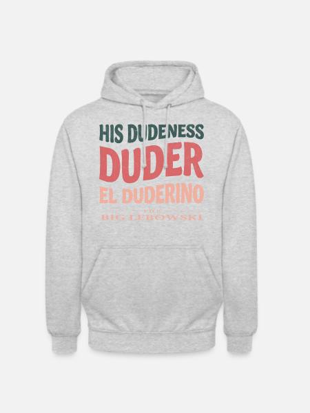 The Big Lebowski His Dudeness, Duder, El Duderino - Unisex-hettegenser - lysgrå melert