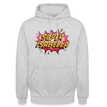 Super Isabella - Unisex Hoodie - Hellgrau meliert - Vorne - Alina (178cm) & Michal (187cm)