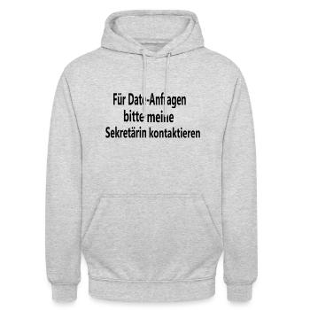 Date-Anfrage - Unisex Hoodie - Hellgrau meliert - Vorne - Alina (178cm) & Michal (187cm)