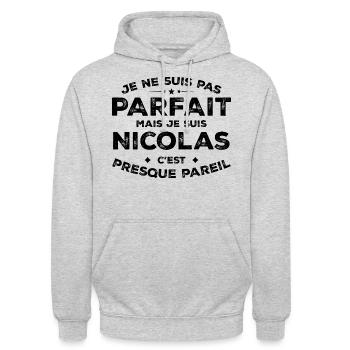 Nicolas A first name, an attitude Humour Nicolas - Unisex Hoodie - light heather grey - Front - Alina (178cm) & Michal (187cm)