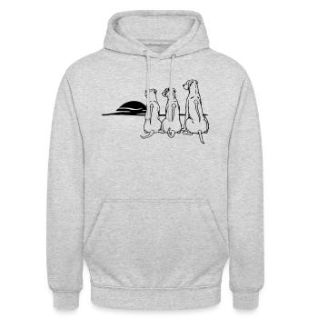 3 Rhodesian Ridgeback - Unisex Hoodie - Hellgrau meliert - Vorne - Alina (178cm) & Michal (187cm)