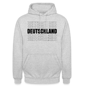 DEUTSCHLAND - GERMANY - DEUTSCHER - Unisex Hoodie - Hellgrau meliert - Vorne - Alina (178cm) & Michal (187cm)