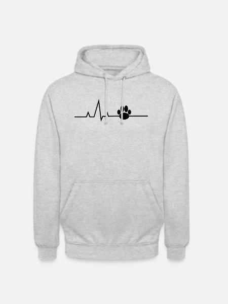 Herzschlag Hundepfote - Unisex Hoodie - Hellgrau meliert
