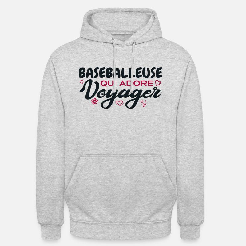 Baseballeuse globe-trotteuse passionnée de voyages - Sweat-shirt à capuche unisexe - gris clair chiné